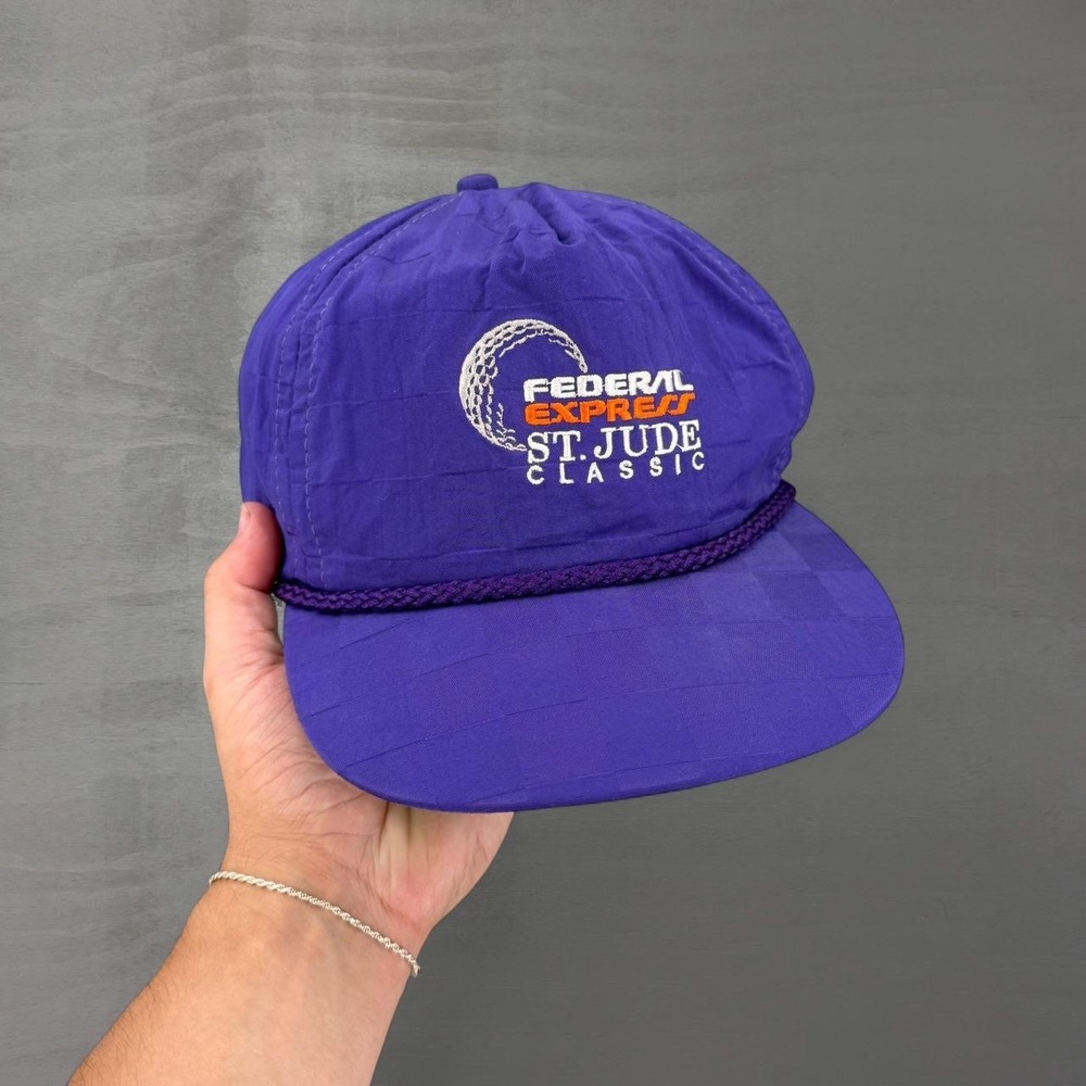 Vintage Federal Express St. Jude Classic Golf Rope Hat Purple Nylon OSFA